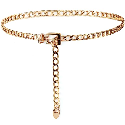 Adjustable Gold Metal Chain Belt for Women and Girls