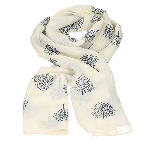 Mulberry Tree Celebrity Designer Scarf Womens Scarf Shawl Wrap Ladies Long Scarf - White
