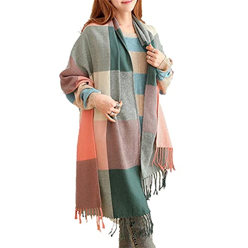 Miss Lulu Women Scarves Winter Long Soft Warm Tartan Check Wraps Wool Spinning Tassel Shawl Stole Scarf Ladies