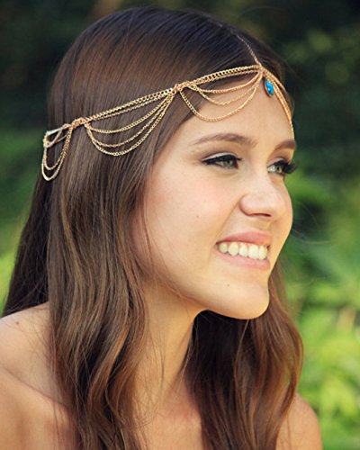 Boho Turquoise Hair Chain | Bridal Head Chain