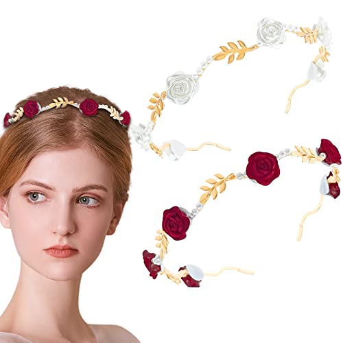 Rose Flower Pearl Hairband for Women - Vintage/Retro