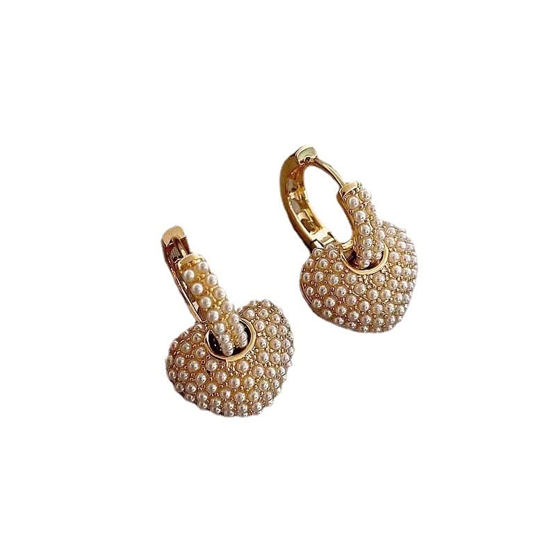 Pearl Heart Earrings - Fashionable Retro Luxury Jewelry