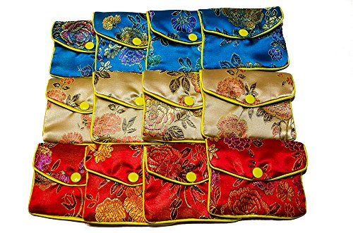 Multicolour Silk Purse Jewellery Gift Bags - Set of 12