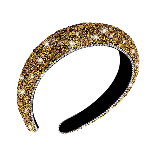 Golden Rhinestone Bridal Headband for Vintage Parties