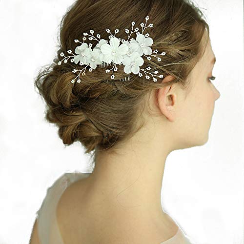 Vintage Boho Wedding Hair Comb with Pearl Beads