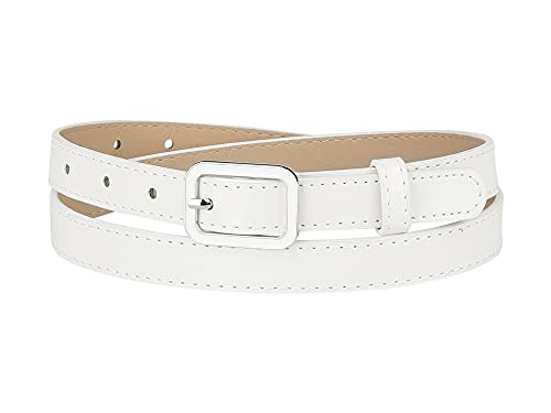 Allegra K White Leather Belt - Fits Waist 78-95cm