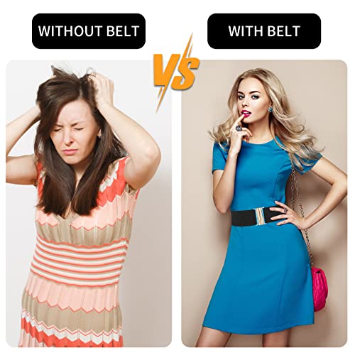 Retro Elastic Wide Waist Belt with Flat Buckle