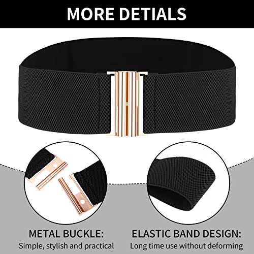 Retro Elastic Wide Waist Belt with Flat Buckle