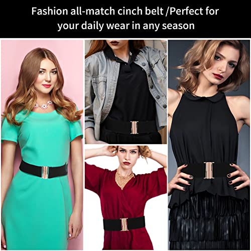 Retro Elastic Wide Waist Belt with Flat Buckle