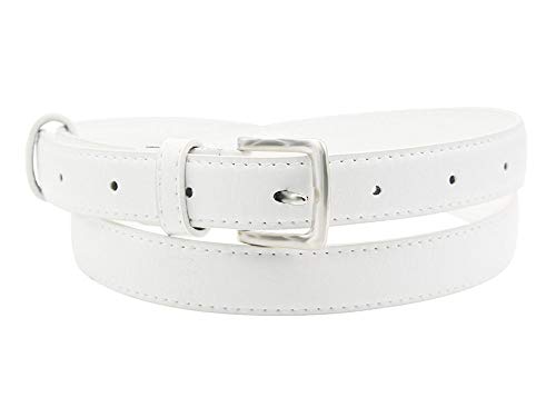 Vintage Womens Leather Skinny Belt - White