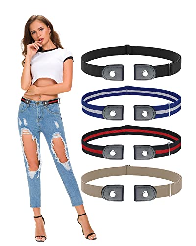 SWAUSWAUK 4-pc Buckle-Free Belt Set for Women and Men