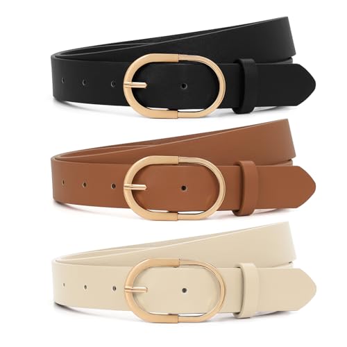 3 Pack Women's Vintage Leather Belt