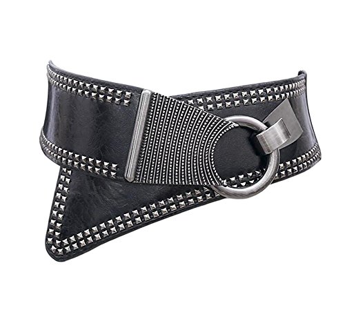 Women's Punk Rivet Cincher Dress Belt, Black