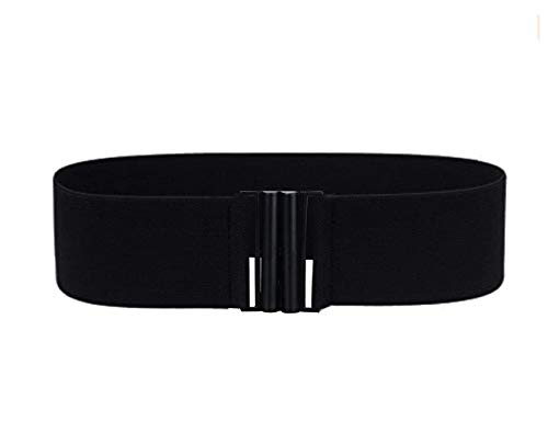 Women's Vintage Black Elastic Belt with Buckle
