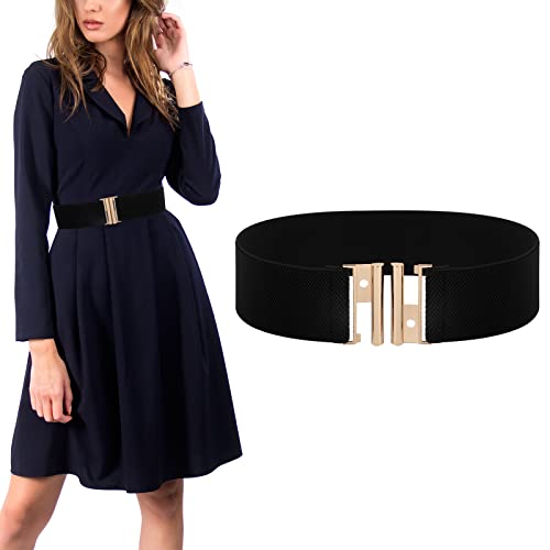 Women's Vintage Elastic Cinch Waist Belt (Black)