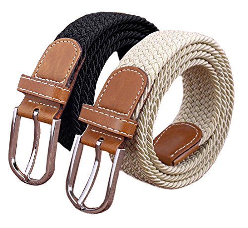 2 Womens Retro Elastic Braided Stretch Belts