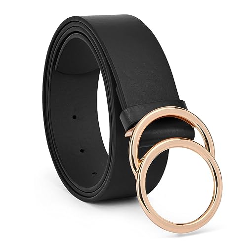 Vintage Double O-Ring Buckle Leather Belt - Women's