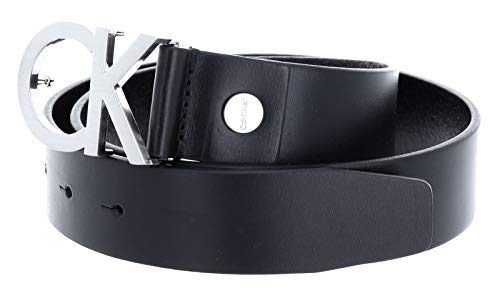 Calvin Klein Women's Black Leather Belt - Gold Buckle