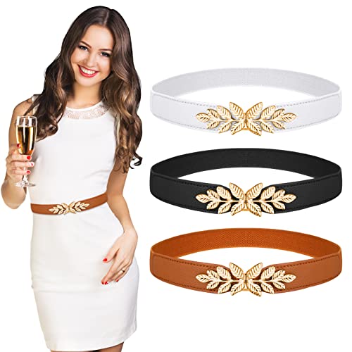 Women's Retro Skinny Elastic Stretch Waist Belt - 3 Pcs