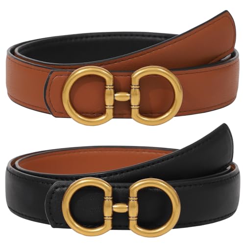 AWAYTR Reversible Fashion Belt - Jeans Leather with Golden Buckle