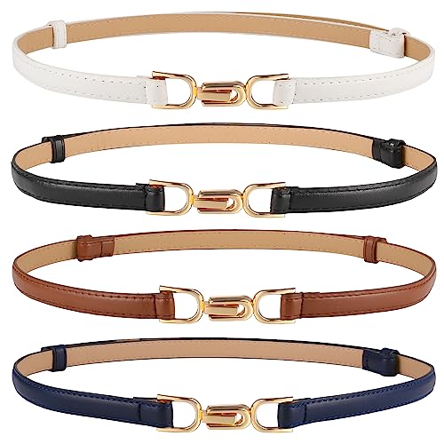 Vintage Skinny Leather Belt Set for Women