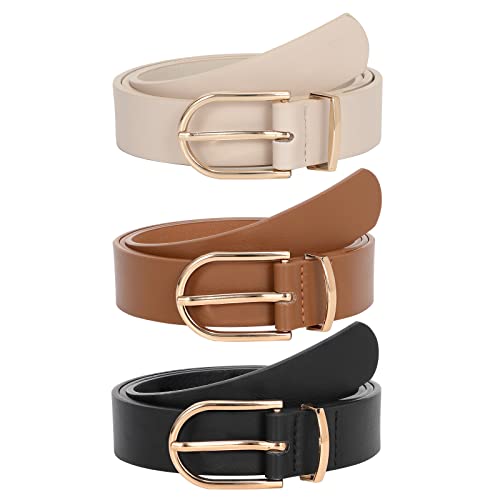 Vintage-inspired 3-Pack Women's PU Leather Belts