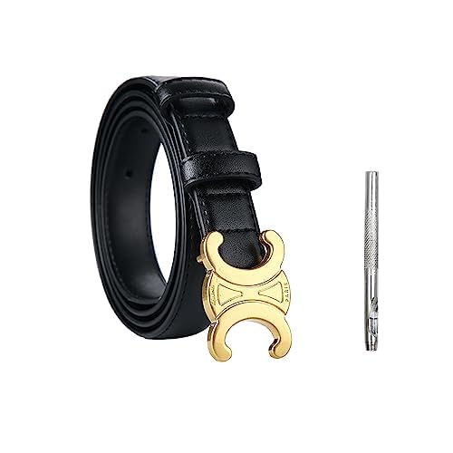 Black women's belt with hollow buckle (110CM)