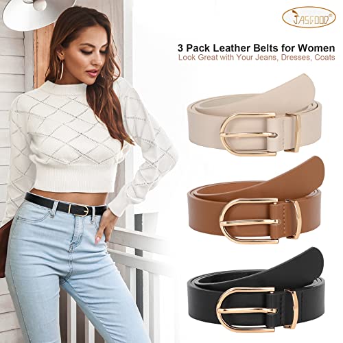 Vintage-inspired 3-Pack Women's PU Leather Belts