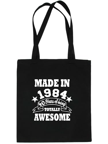 Vintage 1984 40th Birthday Black Tote Bag