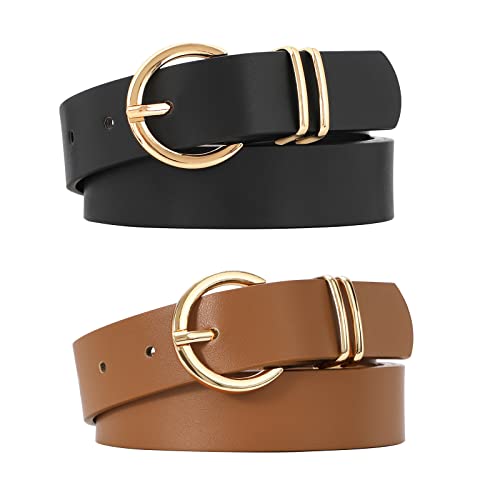 Retro-Fashion Women's Leather Belts - Black & Brown