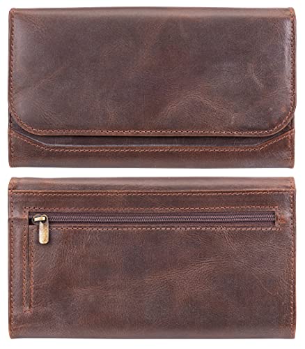 Vintage Retro Leather Wallet for Women - Brown
