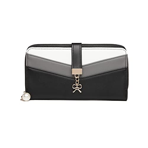 Vintage Black V-Shape Colorblock Women's Purse