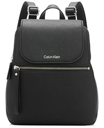 Calvin Klein Retro Lamb Flap Backpack, Black/Silver