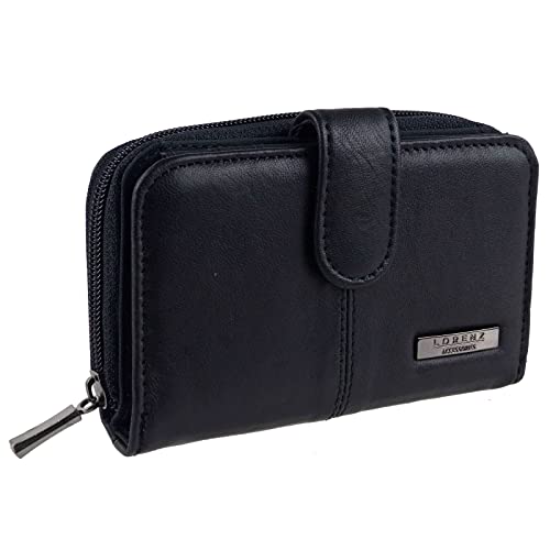 Lorenz Black Nappa Leather Coin Purse with Zipper