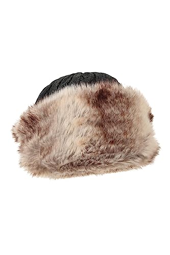 Winter Travel Grey Furry Hat - Faux Fur, Fleece Lined