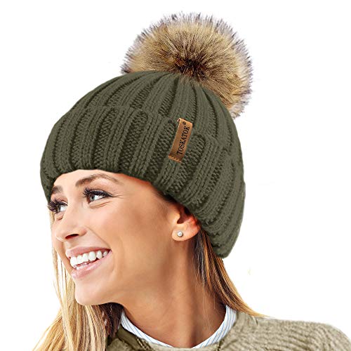 Vintage Olive Winter Bobble Hat