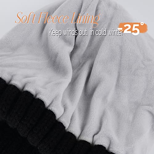 FURTALK Double Layer Fleece Beanie Hat with Pom Pom