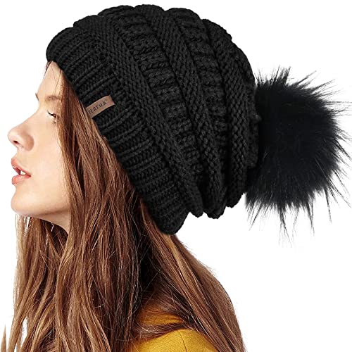 FURTALK Ladies Double Layer Winter Beanie Hat