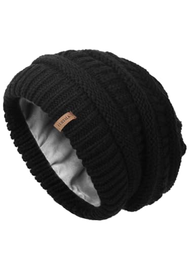 Vintage Black Slouchy Winter Hat for Women