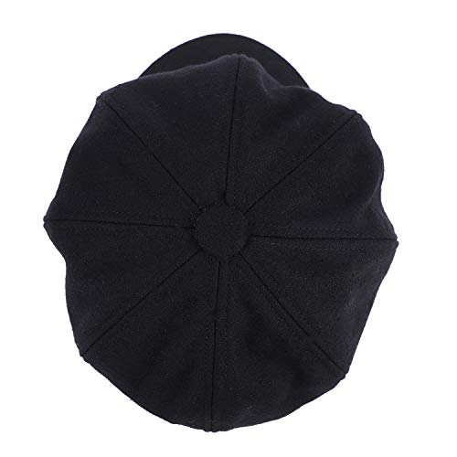 Women's Black Baker Boy Cap - Vintage Style