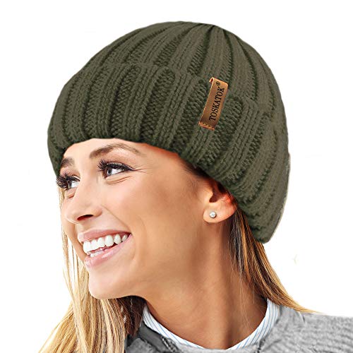 Vintage Olive Winter Bobble Hat