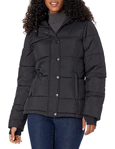 Amazon Essentials Women's Heavyweight Long-Sleeve Hooded Puffer Coat (Available in Plus Size), Black, M