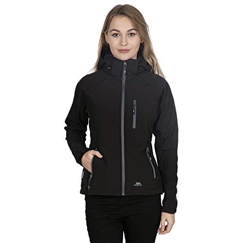 Trespass Women's Bela II Waterproof Softshell Jacket with Removable Hood, Black, Medium