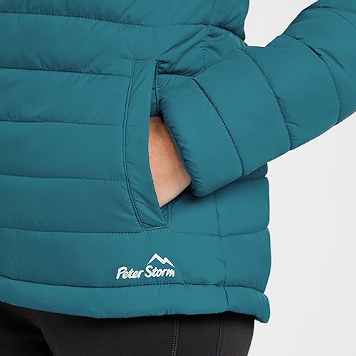 Peter Storm Women's Blisco II Insulated Jacket with Hood and 2 Pockets, Water Repellent and Lightweight Women's Jacket (14, Teal)