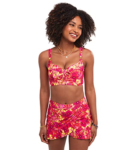 Joe Browns Women's Bright Floral Mix and Match Wrap Front Frill Swim Skirt Bikini Bottom, Pink Multi, 10