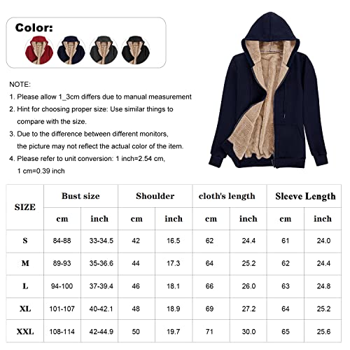 Voqeen Womens Plain Hoodie Winter Warm Sherpa Lined Zip Up Hooded Sweatshirt Jacket Coat Cosy Soft Fleece Blanket with Pocket
