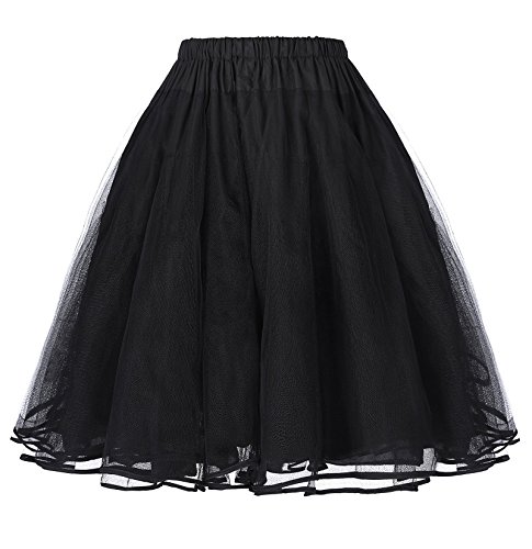 Belle Poque Vintage 50s Dress Underskirts Half Slip Tutu Net Skirts for Women Black(BP0229-1) Plus Size: 1X
