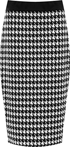Vintage Dogtooth Check Plus Size Pencil Skirt