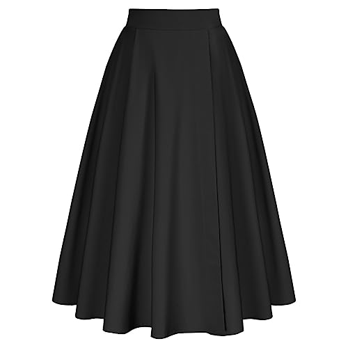 Vintage High Waist A-Line Skirt - Black S