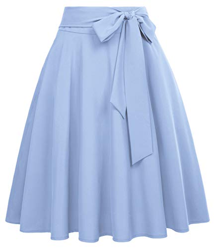 Vintage A-Line Swing Skirt, Blue & Pockets